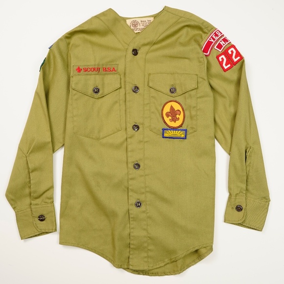 Vintage 70's Boy Scouts of America long sleeve Shirt size 12 Vestal NY - Picture 1 of 10